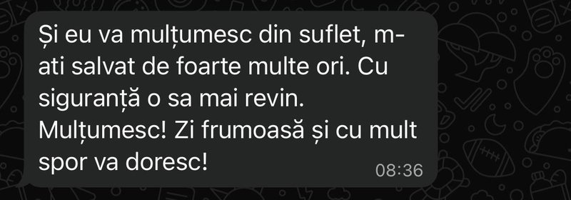 Recenzie de la un student: „Și eu vă mulțumesc din suflet, m-ați salvat de foarte multe ori.”