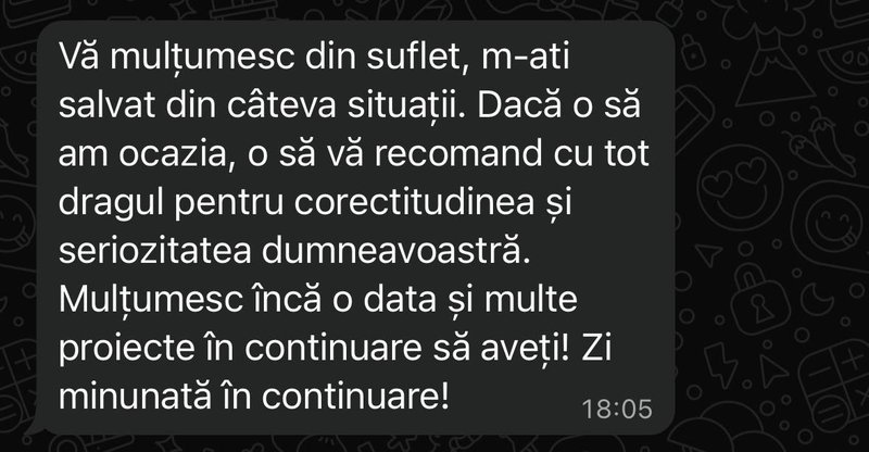Recenzie de la un student: „M-ați salvat din câteva situații. Vă recomand cu tot dragul.”